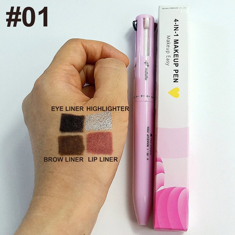 GlamDefine™ 4-in-1 Precision Makeup Pen – Eyeliner, Eyebrow, Contour & Lip Liner in One Long-Lasting Waterproof Tool