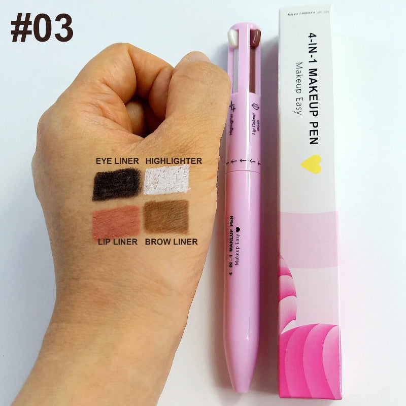 GlamDefine™ 4-in-1 Precision Makeup Pen – Eyeliner, Eyebrow, Contour & Lip Liner in One Long-Lasting Waterproof Tool