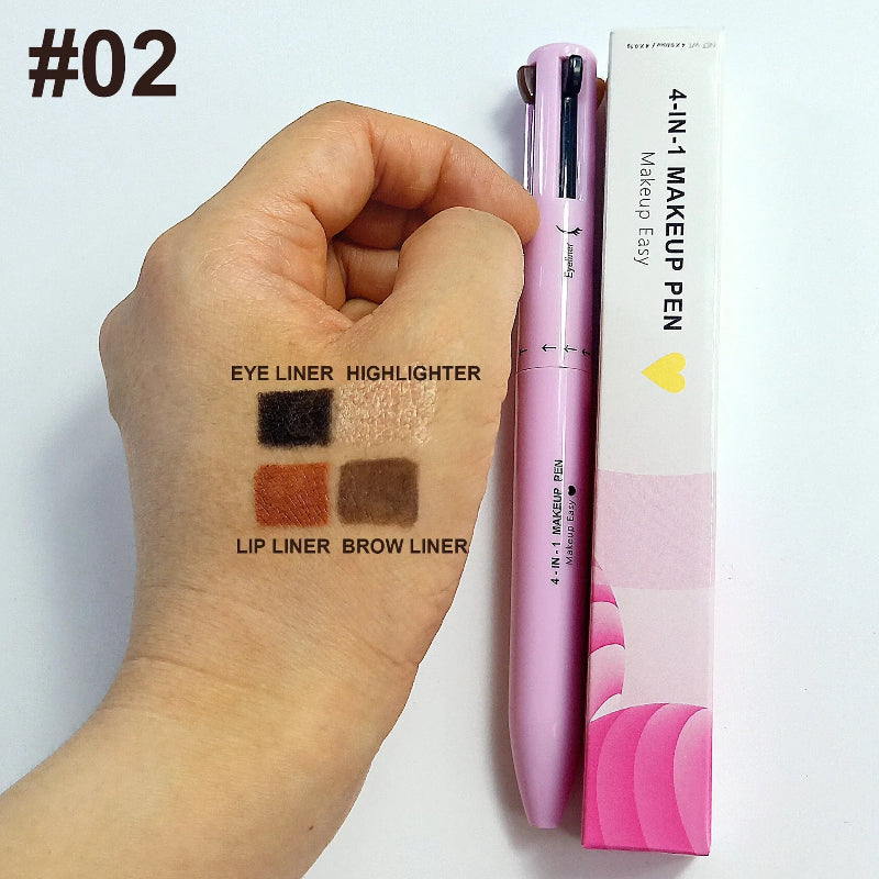 GlamDefine™ 4-in-1 Precision Makeup Pen – Eyeliner, Eyebrow, Contour & Lip Liner in One Long-Lasting Waterproof Tool
